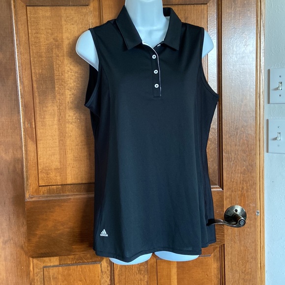 adidas Tops - Adidas Advantage Black Polo - NWTS - Size Large - Button up 1/4 Sleeveless
